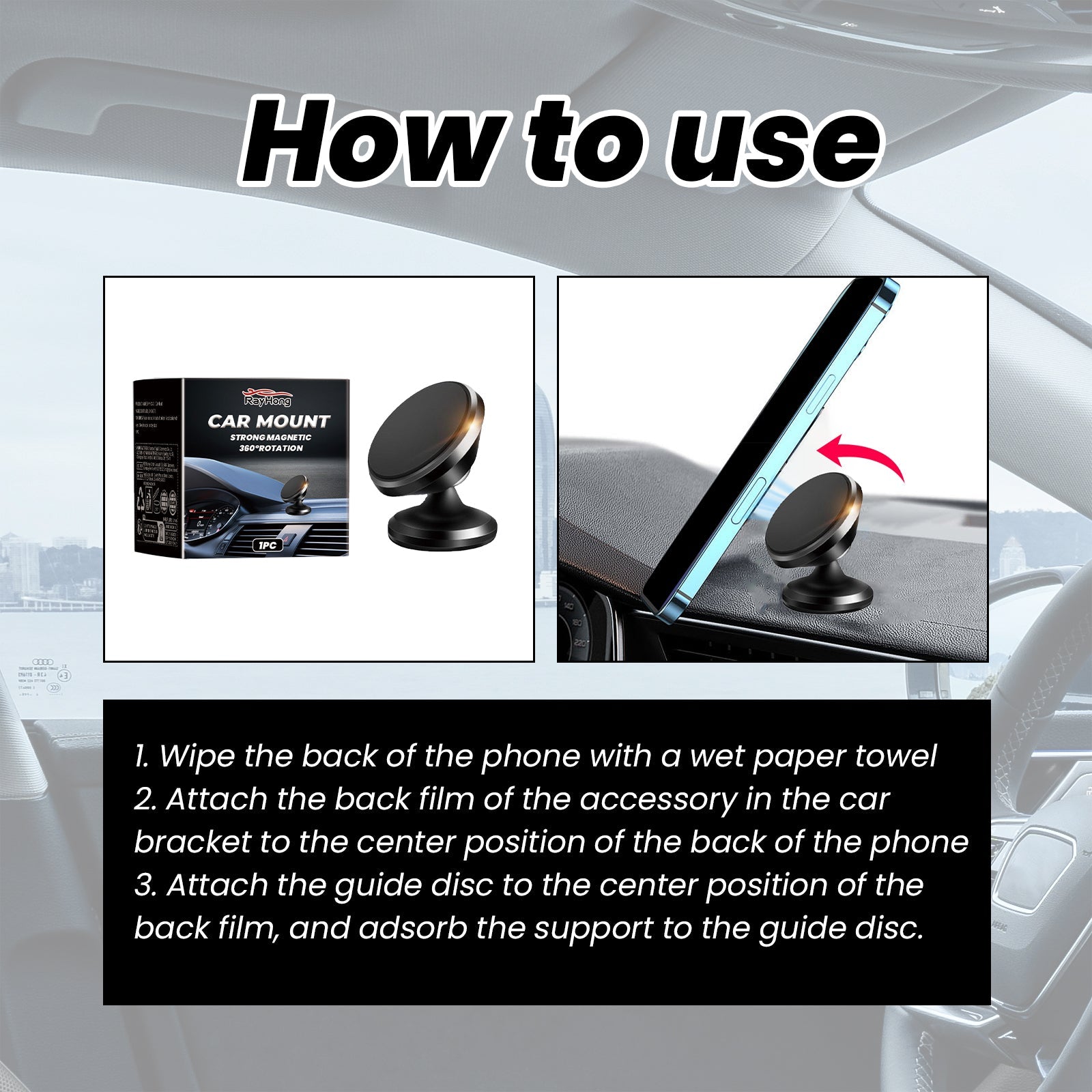 Car Stand New Magnetic Folding Mobile Phone Stand For Rotating Dashboard Navigation For Cars - Korvel