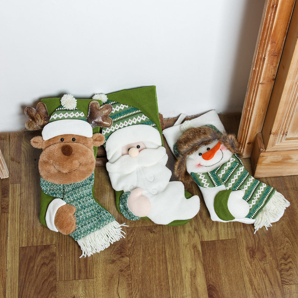 Chaussettes de Noël vertes premium pour une décoration festive