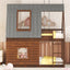 Wood Twin Size House Bunk Bed with Roof, Ladder and 2 Windows, Oak & Smoky Grey - Korvel