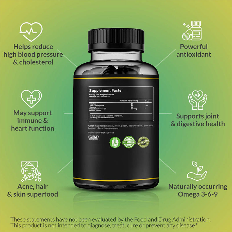 Black seed oil gummies hair gummies - Korvel