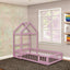 Wooden Twin Size Children's Bed with Detachable Headboard, Pink