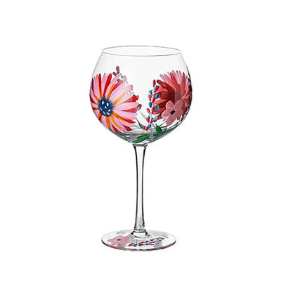 Nordic Colored Glass Wine Glasses Creative Hand-Painted Flowers Wine Glass Household Painted Goblet Crystal Champagne Drinkware - Korvel