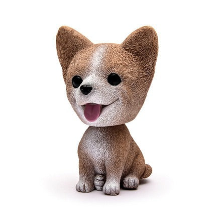 Cute doll decorations in the car, resin bobblehead dog animal bulldog, creative cute car ornaments - Korvel