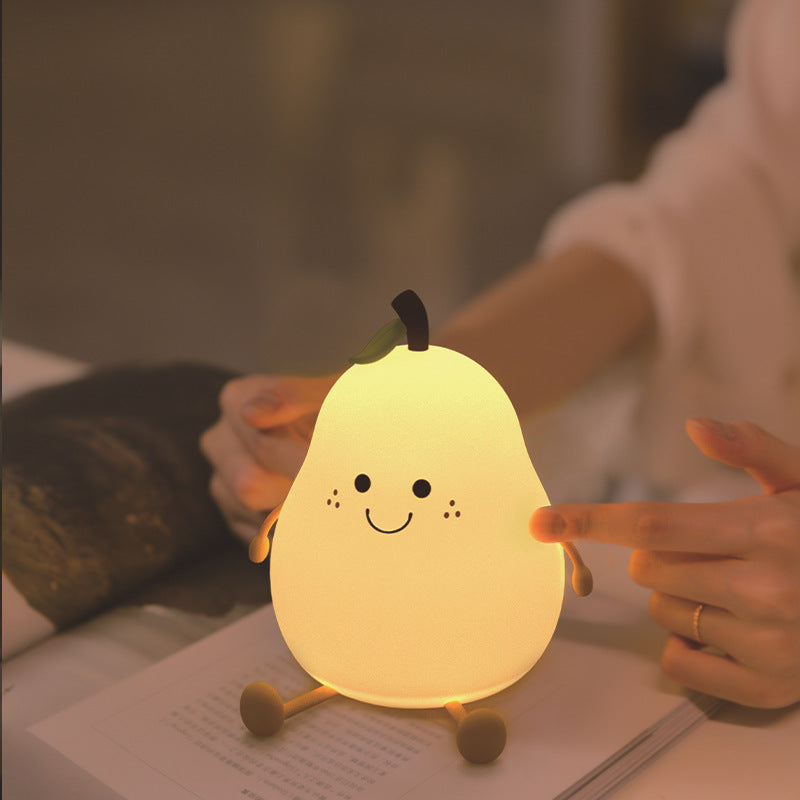 Creative Colorful Pear Duck Pear Night Light Pear Night Light Couple Gift Silicone Cute Night Light Sleeping Night Light - Korvel