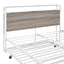 Full Size Metal Platform Bed Frame with Trundle, USB Ports and Slat Support No Box Spring Needed White - Korvel