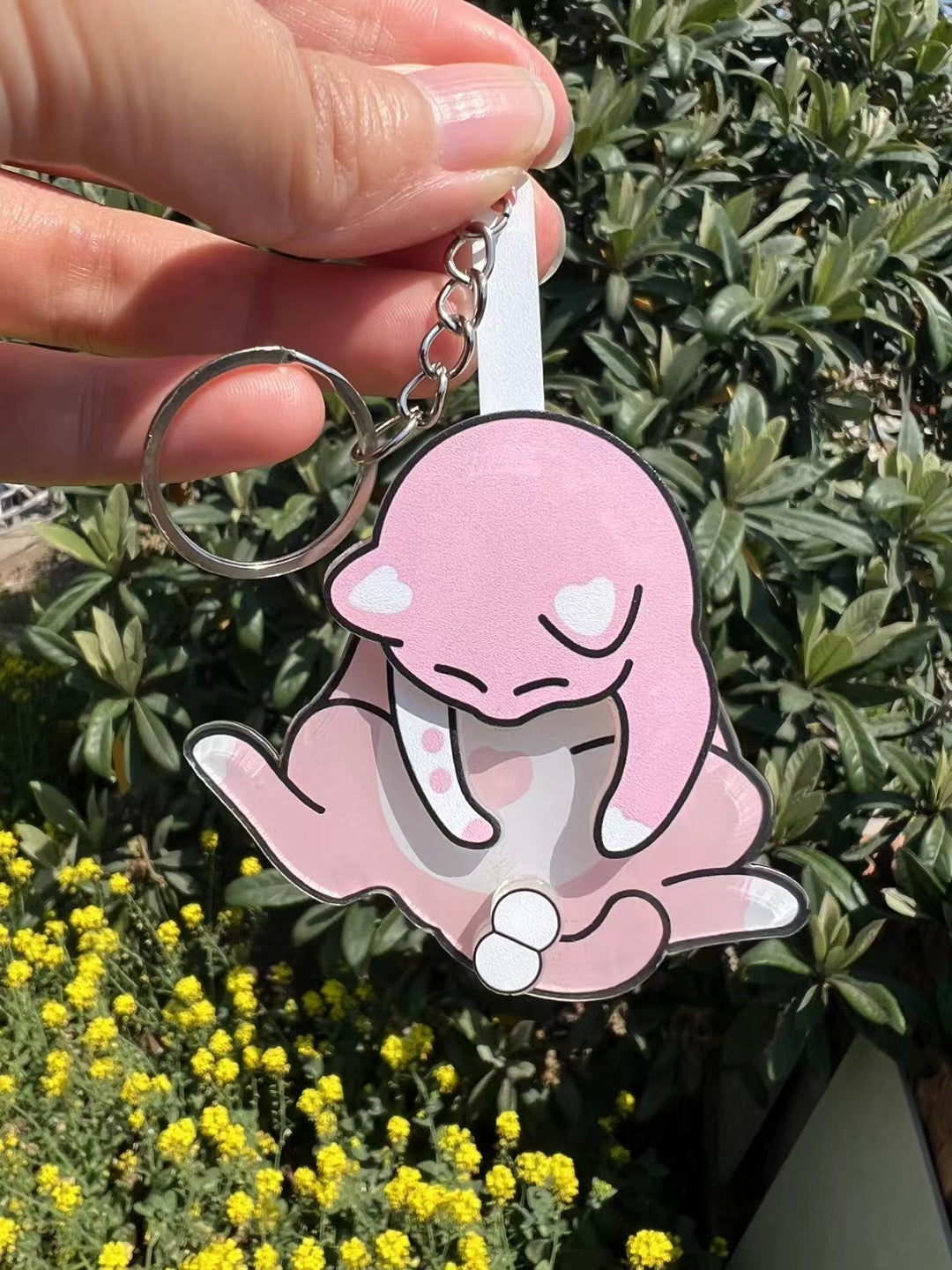 Creative Pulling and Playing Egg Cat Keychain Pendant Cute and Bizarre Spinable Bag Pendant - Korvel