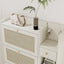 Natural Bohemian style shoe cabinet with 3 rattan flip drawers, 3 square shelves, and 1 storage drawer, white - Korvel