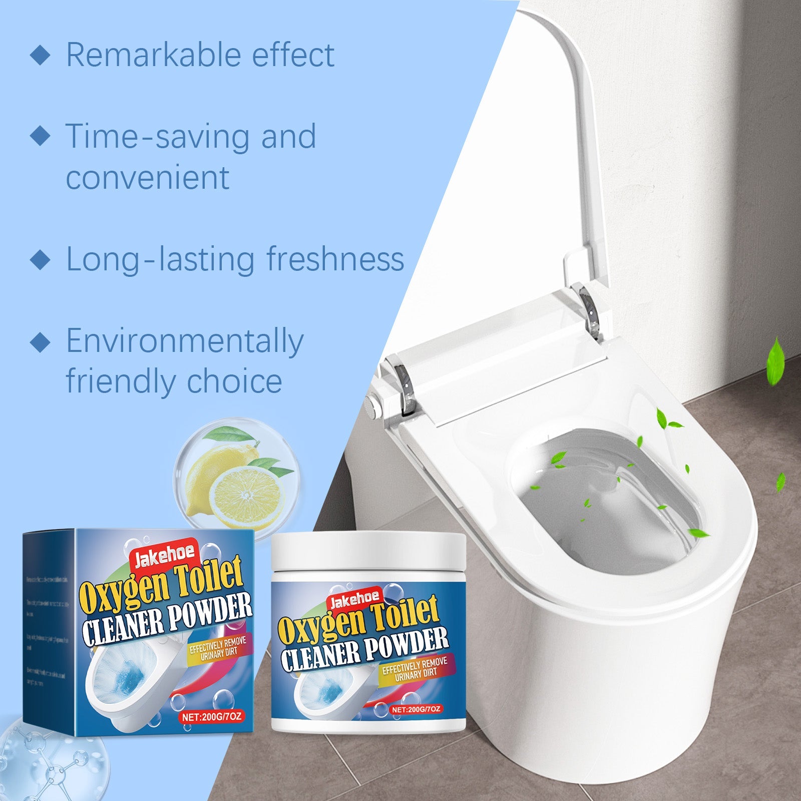 Oxygen Toilet Cleaner Powder, Easy Decontamination Keep Clean With A Quick Blistering Toilet Cleaner - Korvel