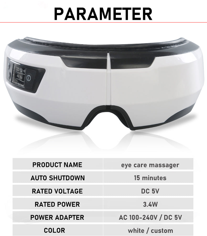 Eye Massager Vibration Therapy Air Pressure Heating Massage Relax Health Care Fatigue Stress Bluetooth Music Improve Vision - Korvel