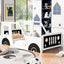 Twin Size Classic Car-Shaped Platform Bed with Wheels - White