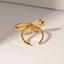 18K Gold-Plated Stainless Steel Bow Ring - Korvel