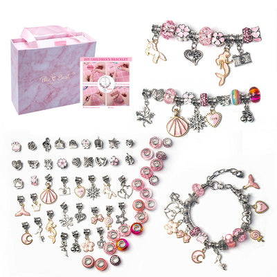 Cartoon Pink Set DIY Handmade Jewelry Children's Bracelet Women's Exquisite Gift Box Gift Bracelet - Korvel