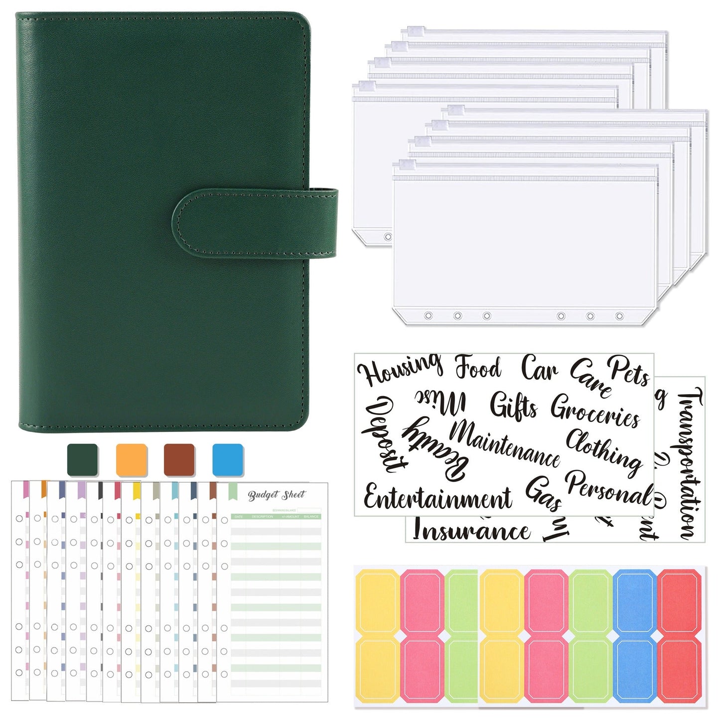 Carnet de budget à anneaux A6 - Cuir PU Macaron