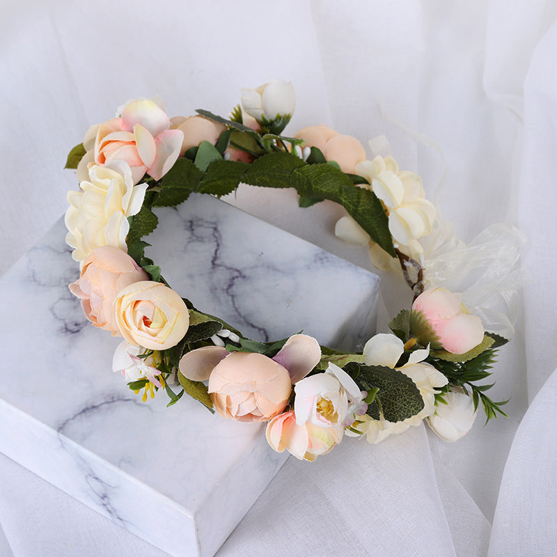 Wreath, European and American fashion, women's simulated flower hair accessories, Hawaiian wedding photography, headwear, headwear for women - Korvel