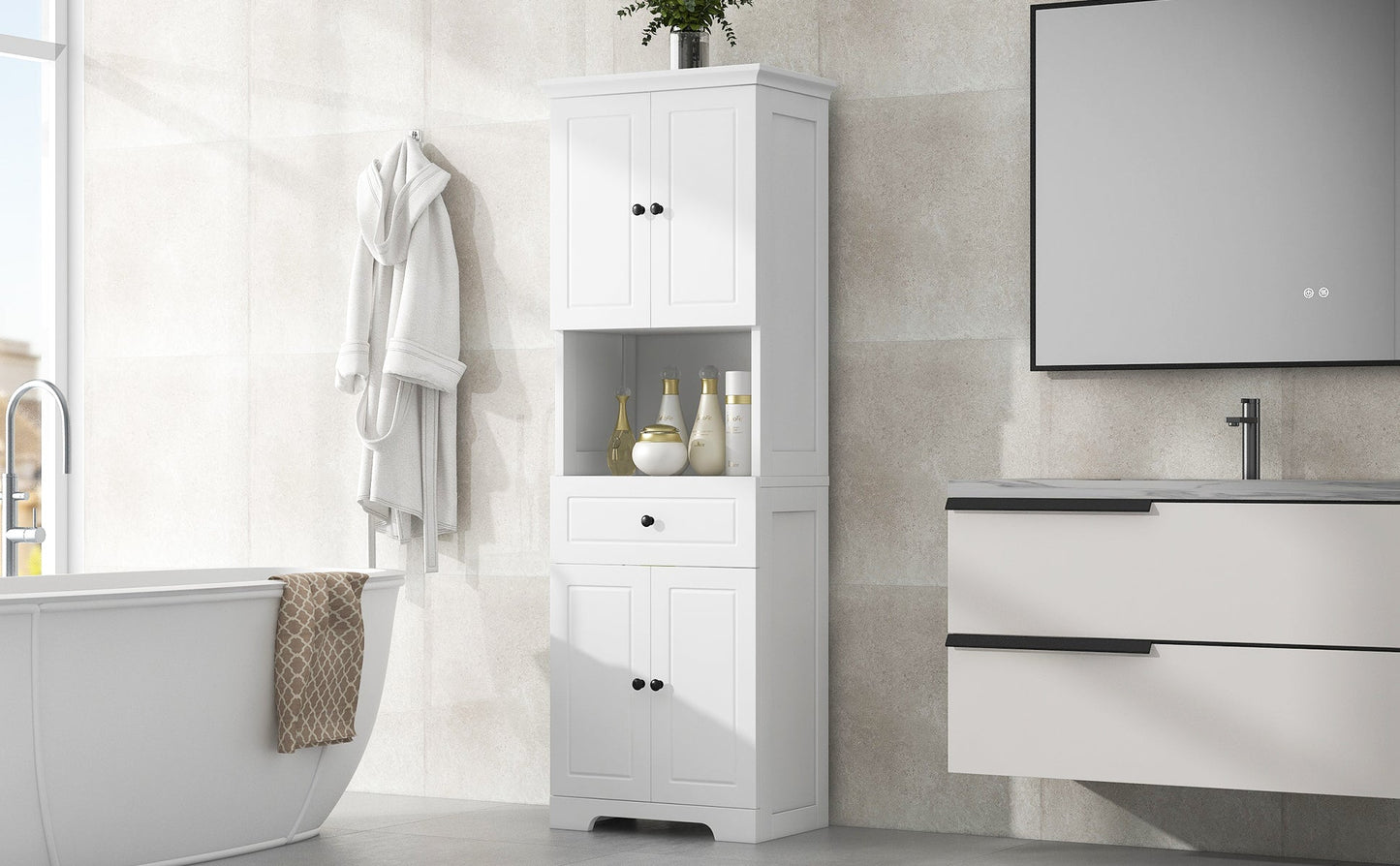 Elegant Tall Bathroom Cabinet with Ample Storage Space