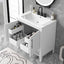 30" Bathroom Vanity with Sink  Multi-functional Bathroom Cabinet with Doors and Drawers Solid Frame and MDF Board, White - Korvel