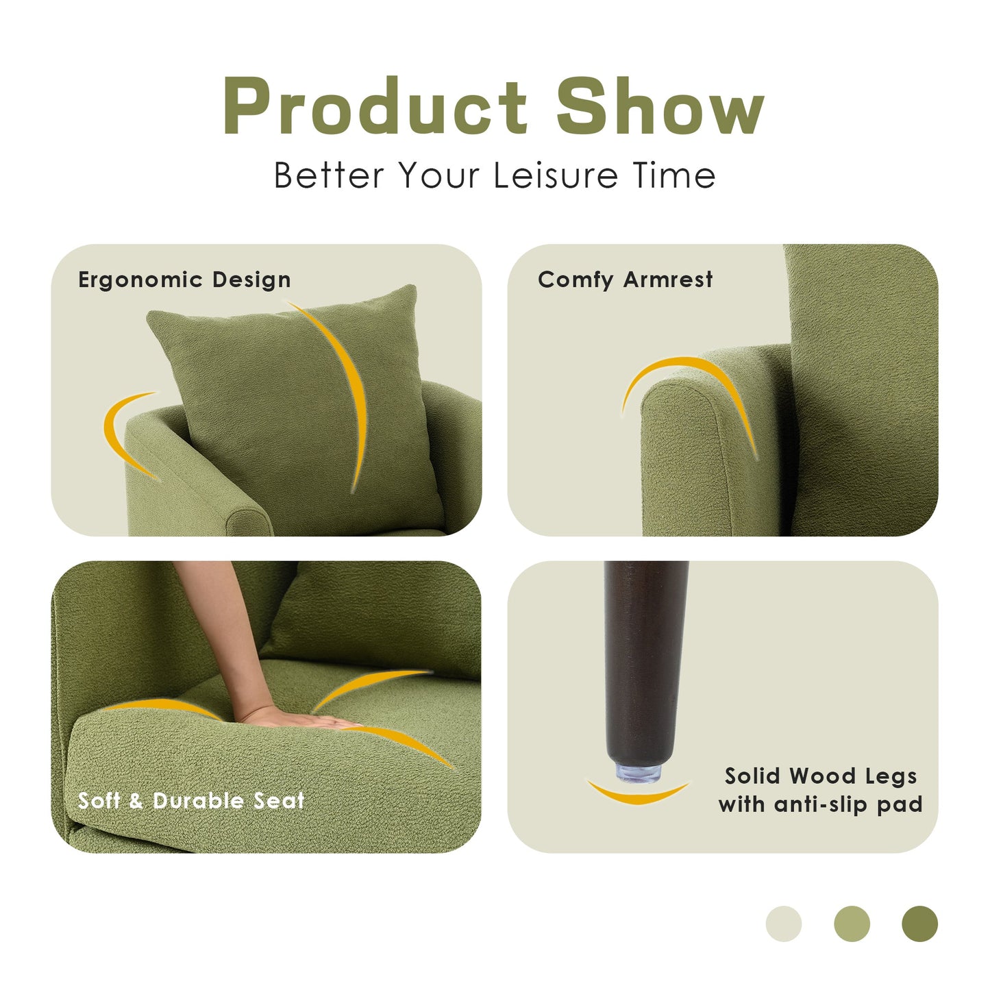 Silla Barrel Verde Oliva - Sillón de Tela Moderna