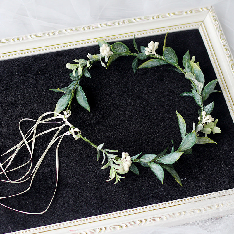 Minimalist Forest Flower Wreath Headflower Pregnant Women Spring Forest Shooting Green Plants Fresh Headwear Children's Festival Accessories - Korvel