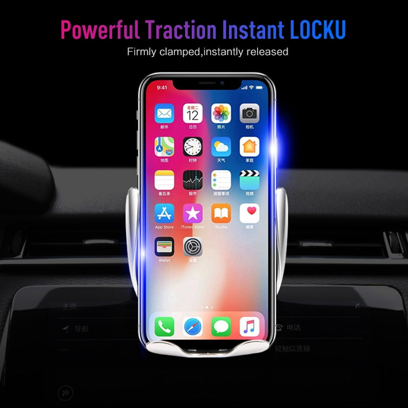 Automatic Clamping Wireless Car Charger Air Vent Phone Holder 360 Degree Rotation USB Charging Mount Bracket - Korvel