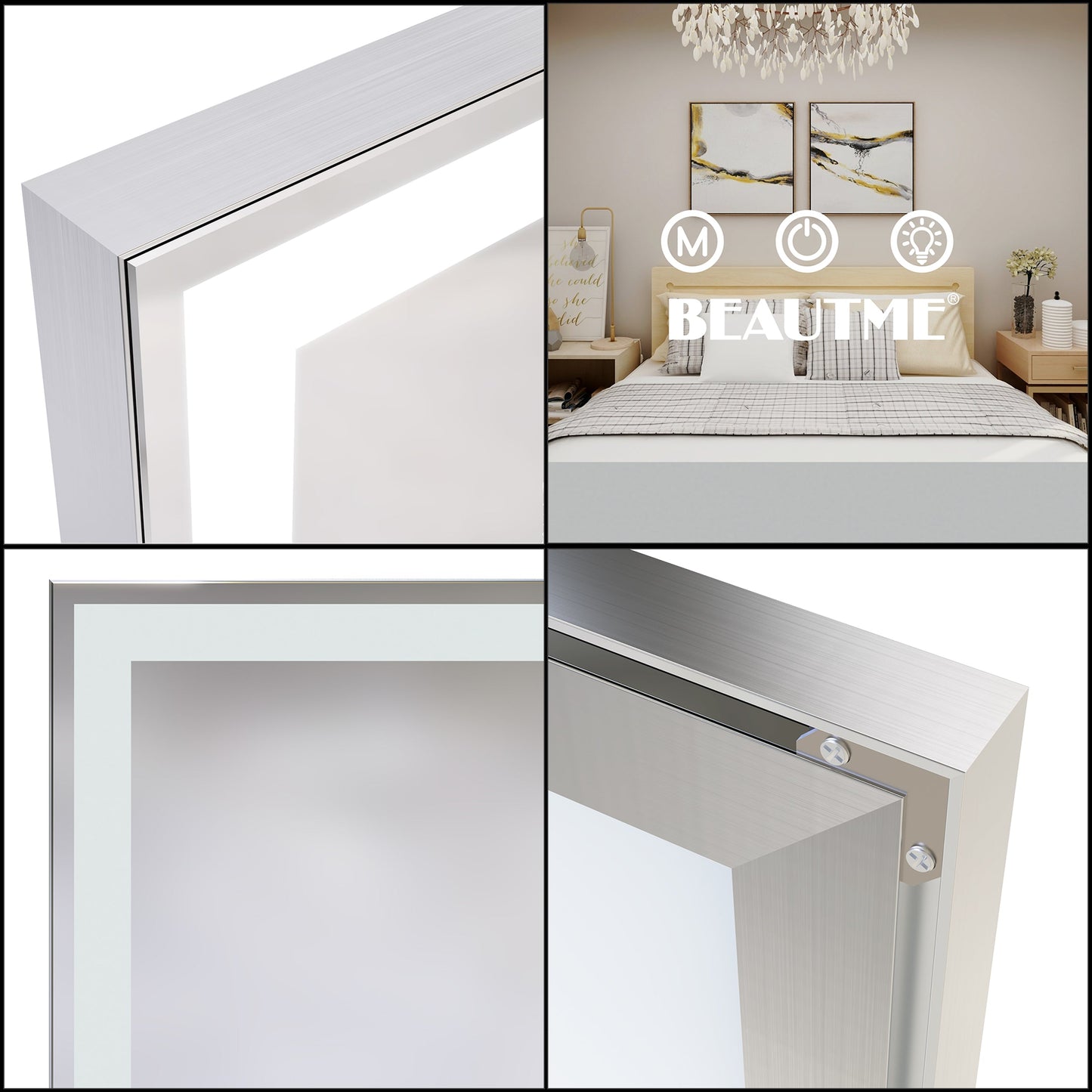 72x32 Inch LED Bathroom Mirror with 3 Color Modes