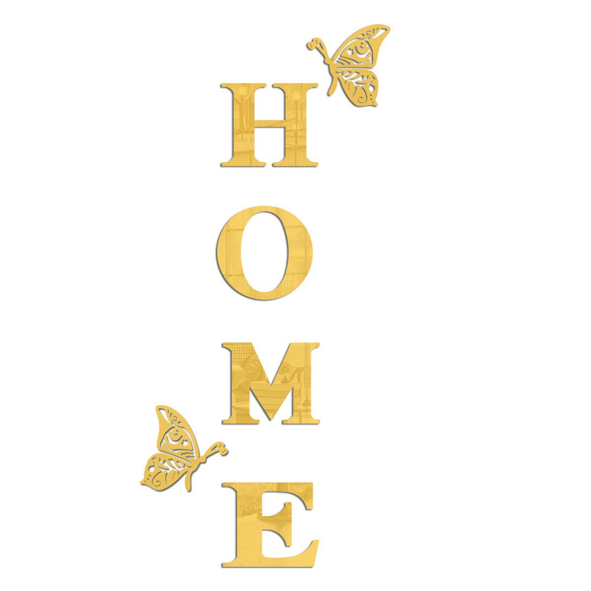 Miroir Décoratif Lettre HOME Deux Papillons Élégant