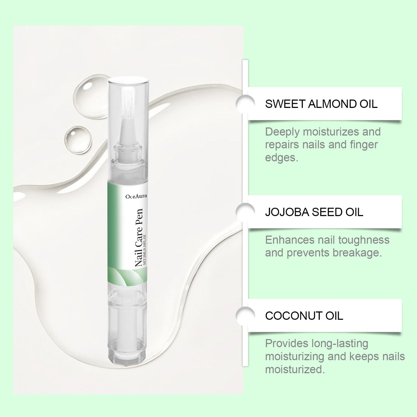 Oceaura Nail Care Solution, Gentle Moisturizing, Cleaning, Anti-Cracking, Peeling, Hydrating And Moisturizing Hand And Foot Care - Korvel