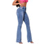 Washed denim jeans women's slim fit high waisted flared pants - Korvel