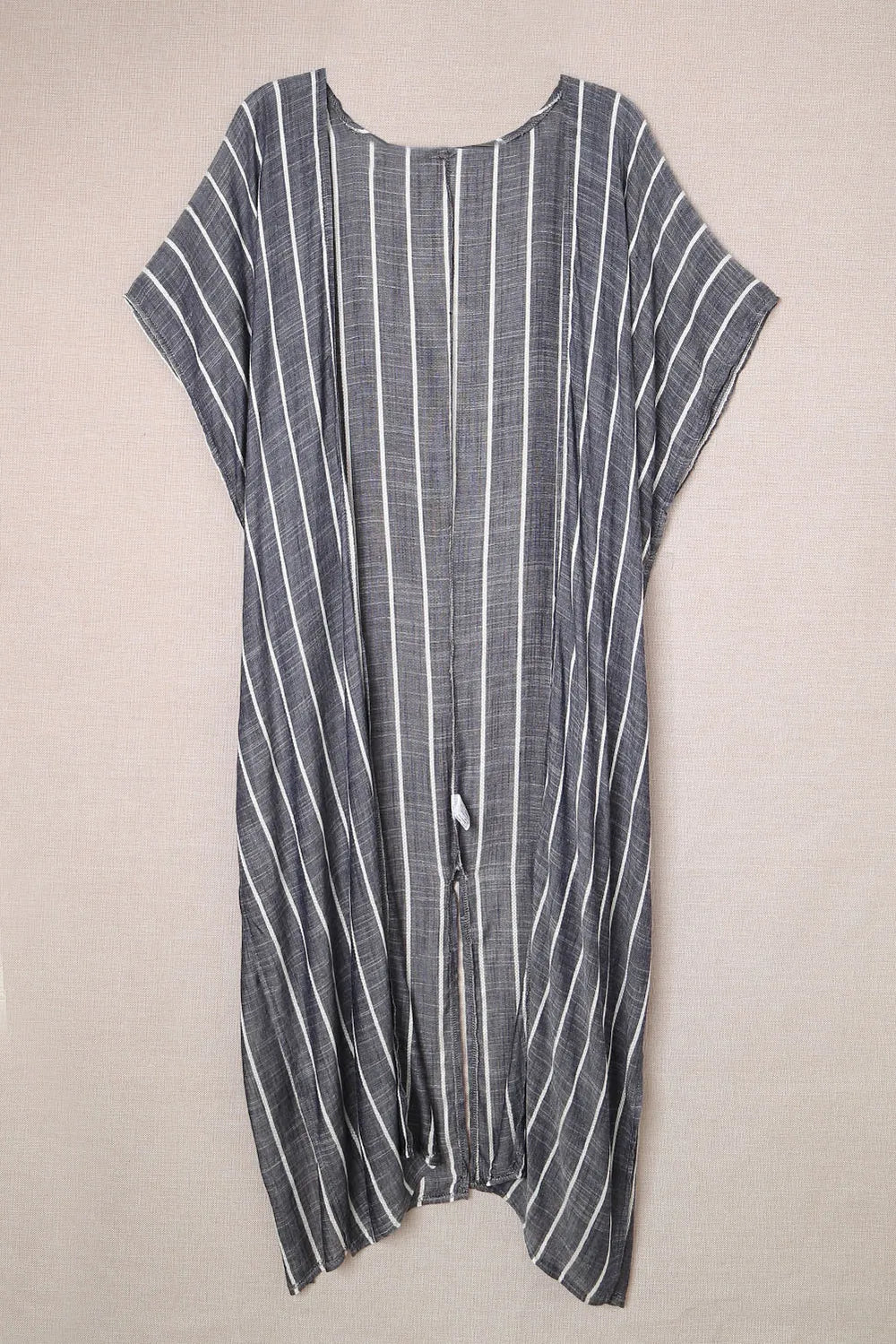 Striped Open Front Longline Cover Up - Korvel
