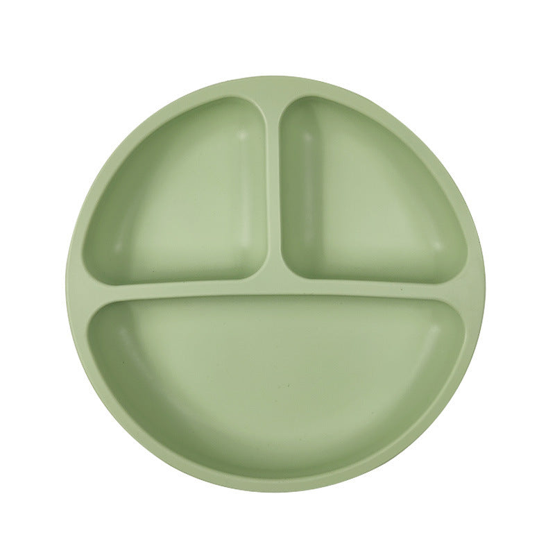 Children's Silicone Dinner Plate Infant Feeding Tableware Set Baby's Complementary Food Division Big Suction Cup Smiling Face Silicone Dinner Plate - Korvel