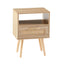 15.75" Rattan End table with drawer and solid wood legs Modern nightstand side table for living room natural - Korvel