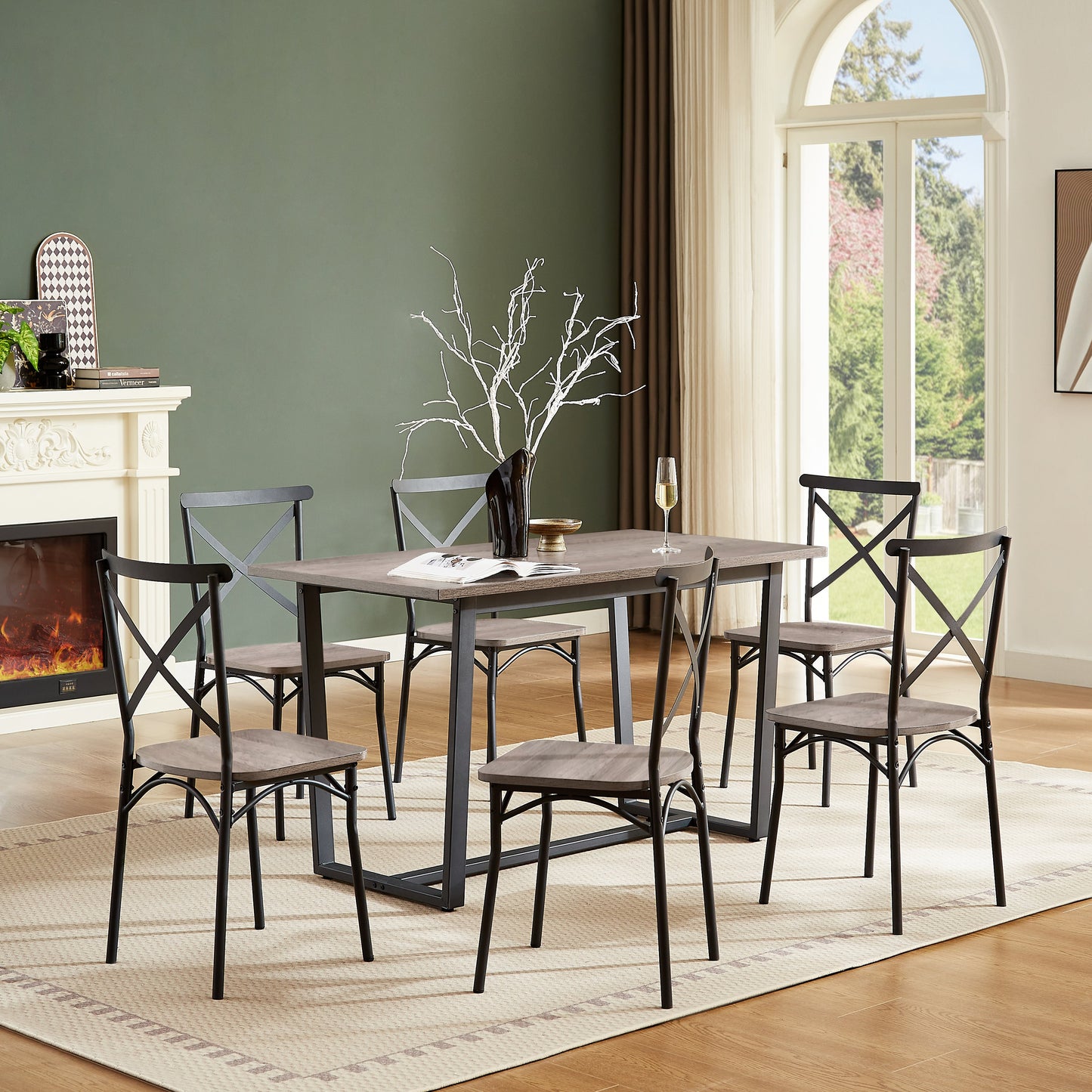 7 Pieces Dining Set 7-Piece Kitchen Table Set Perfect for Kitchen Breakfast Nook - Korvel