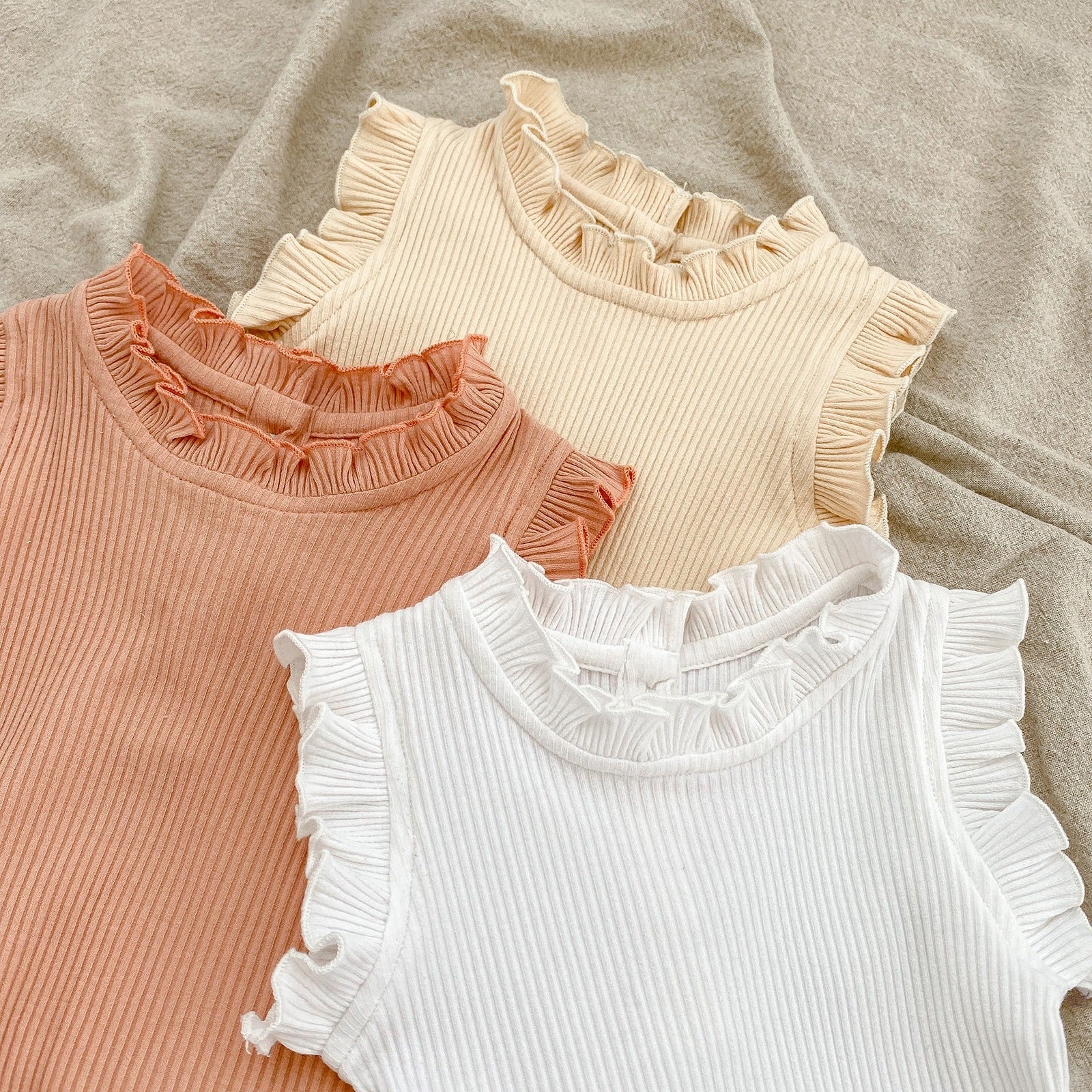 Baby Pit Thread Crawling Clothes Spring/Summer Wooden Ear Edge Girls' Harper+Drawstring Big PP Pants Set - Korvel