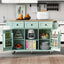 Kitchen trolley, cabinet door internal storage rack with storage cabinet and 3 dining room drawers, mint green - Korvel