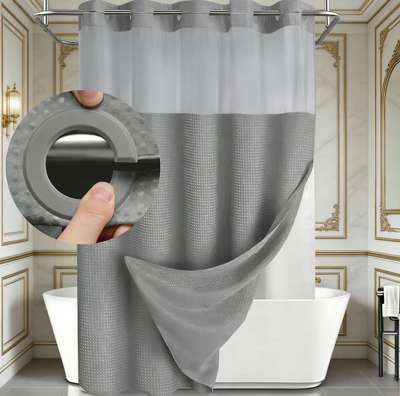 Rideau de douche à double couche SnapLiner