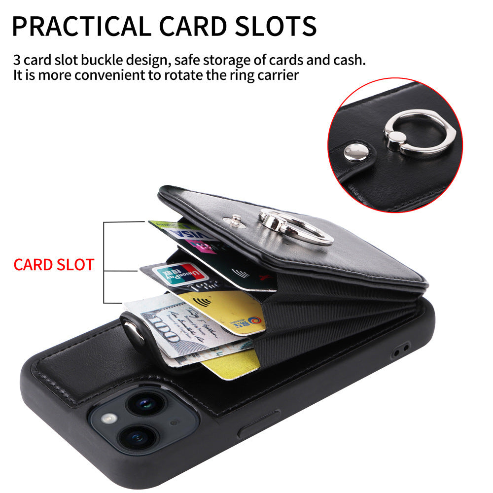 Suitable for iPhone 14 wallet phone case  Apple 13 Promax flip cover protective case accordion card insertion phone leather case - Korvel