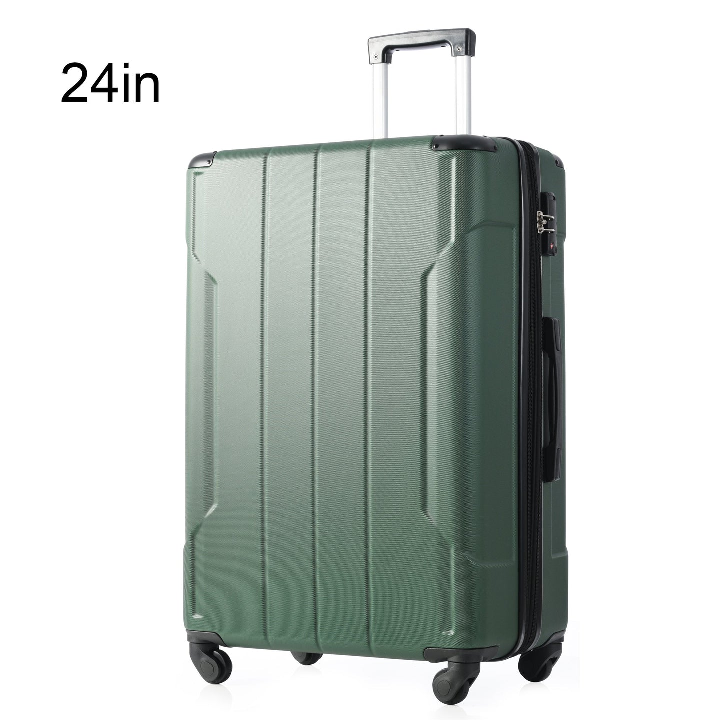 Hardshell Luggage Spinner Suitcase with TSA Lock Lightweight Expandable 24'' (Single Luggage) Green + ABS + 24 Inch - Korvel