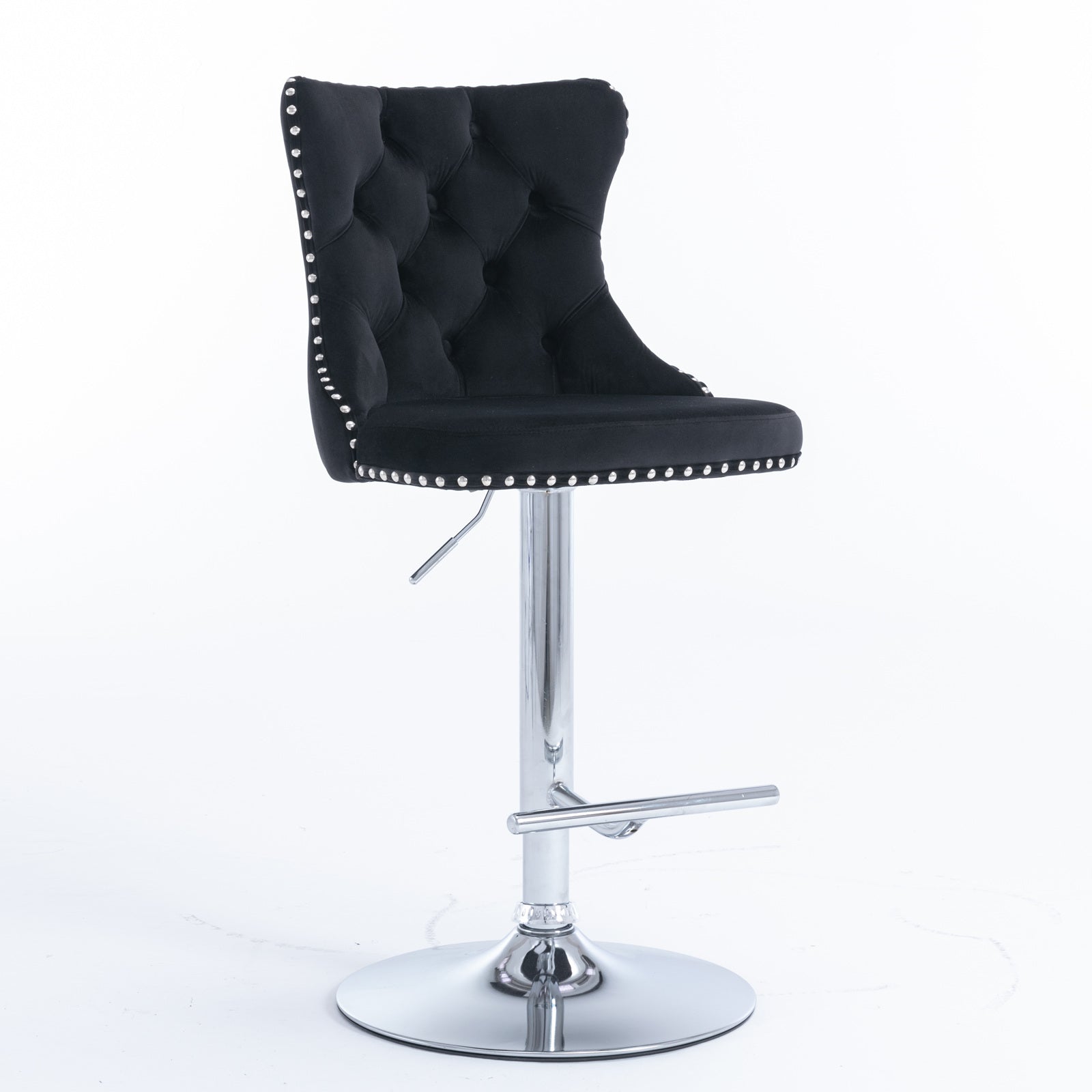 25-33 Inch, Modern Upholstered Chrome base Bar Stools with Back Comfortable Tufted for Home Pub and Kitchen Island（Black,Set of - Korvel