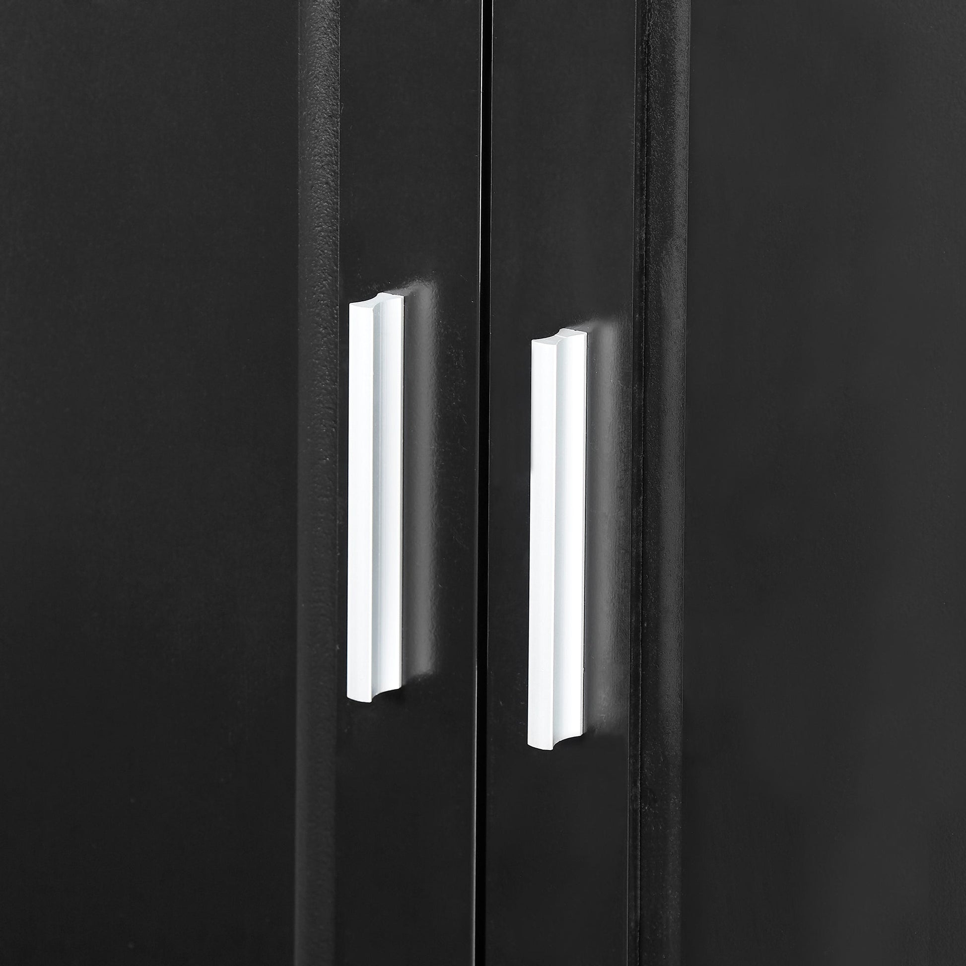 Tall Bathroom Storage Cabinet, Cabinet with Two Doors and Drawers, Adjustable Shelf, MDF Board, Black - Korvel