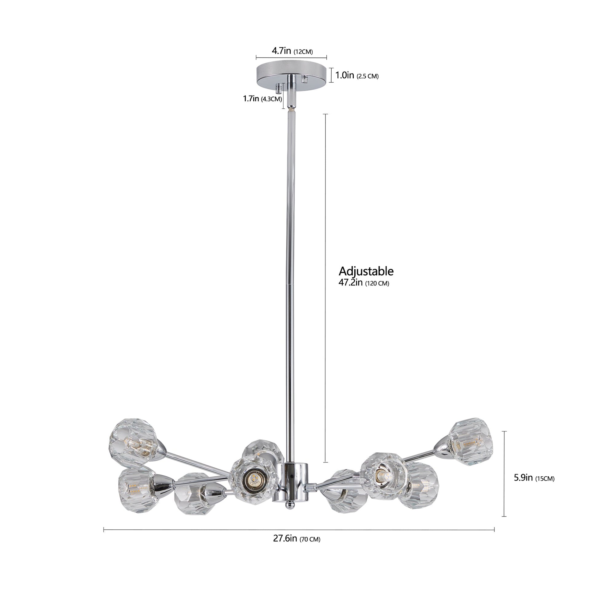 Modern Crystal Chandeliers, 9 Lights Chrome Chandelier for Living Room Bedroom (Bulbs Not Included) - Korvel