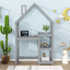 House-shaped Wooden writing Desk,Kids study Table,Bookshelf & Toy Storage,Grey - Korvel