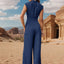 Ruched Mock Neck Sleeveless Jumpsuit - Korvel