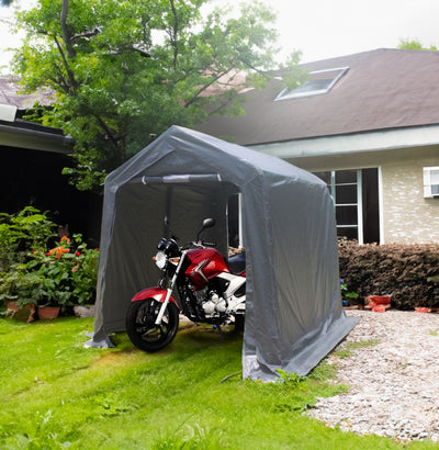 7x8 ft Outdoor Portable Gazebo Storage Shelter Shed with 2 Roll up Zipper Doors & Vents Carport - Korvel