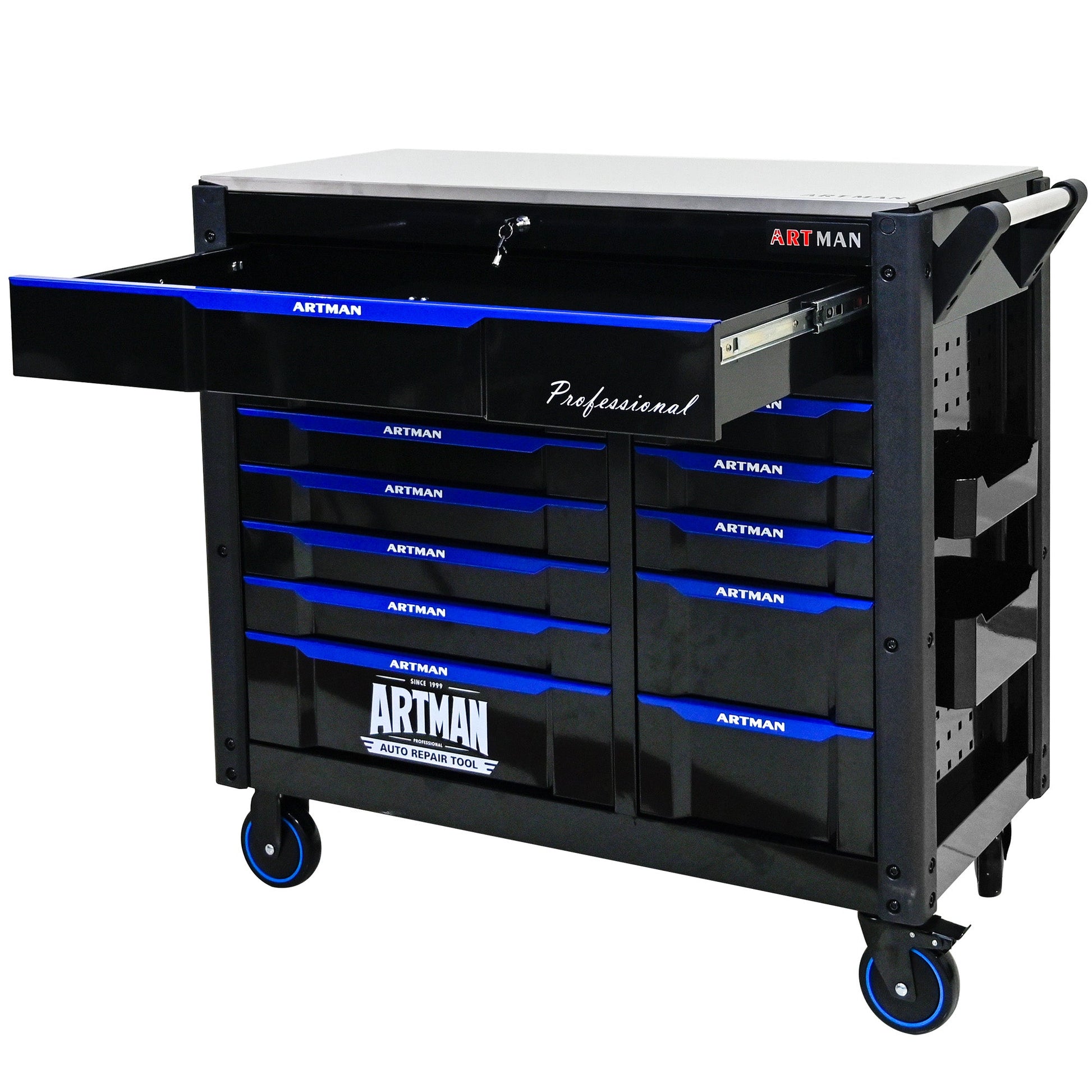 12-Layer Drawer Multi-Purpose Tool Car, With Wheels, Iron Top - Korvel