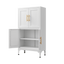 Elegante gabinete de almacenamiento de metal blanco para cocina