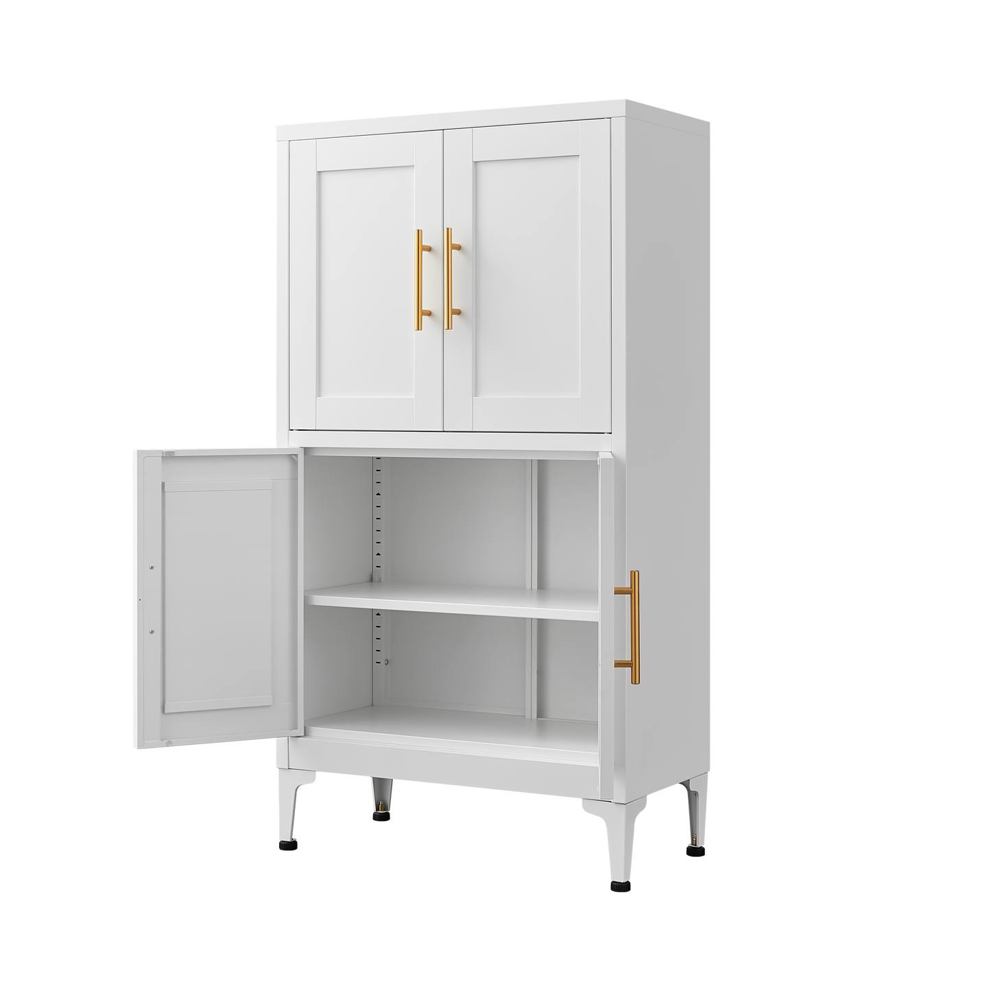 Elegante gabinete de almacenamiento de metal blanco para cocina