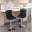25-33 Inch, Modern Upholstered Chrome base Bar Stools with Back Comfortable Tufted for Home Pub and Kitchen Island（Black,Set of - Korvel