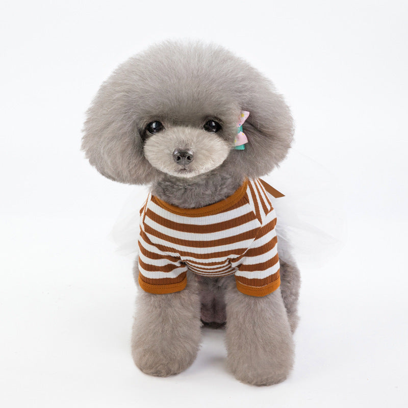 Vestido de Perro Elegante para Primavera/Verano en Tul Rayado