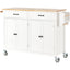 Kitchen Island Cart with Solid Wood Top and Locking Wheels 54.3 Inch Width  (White) - Korvel