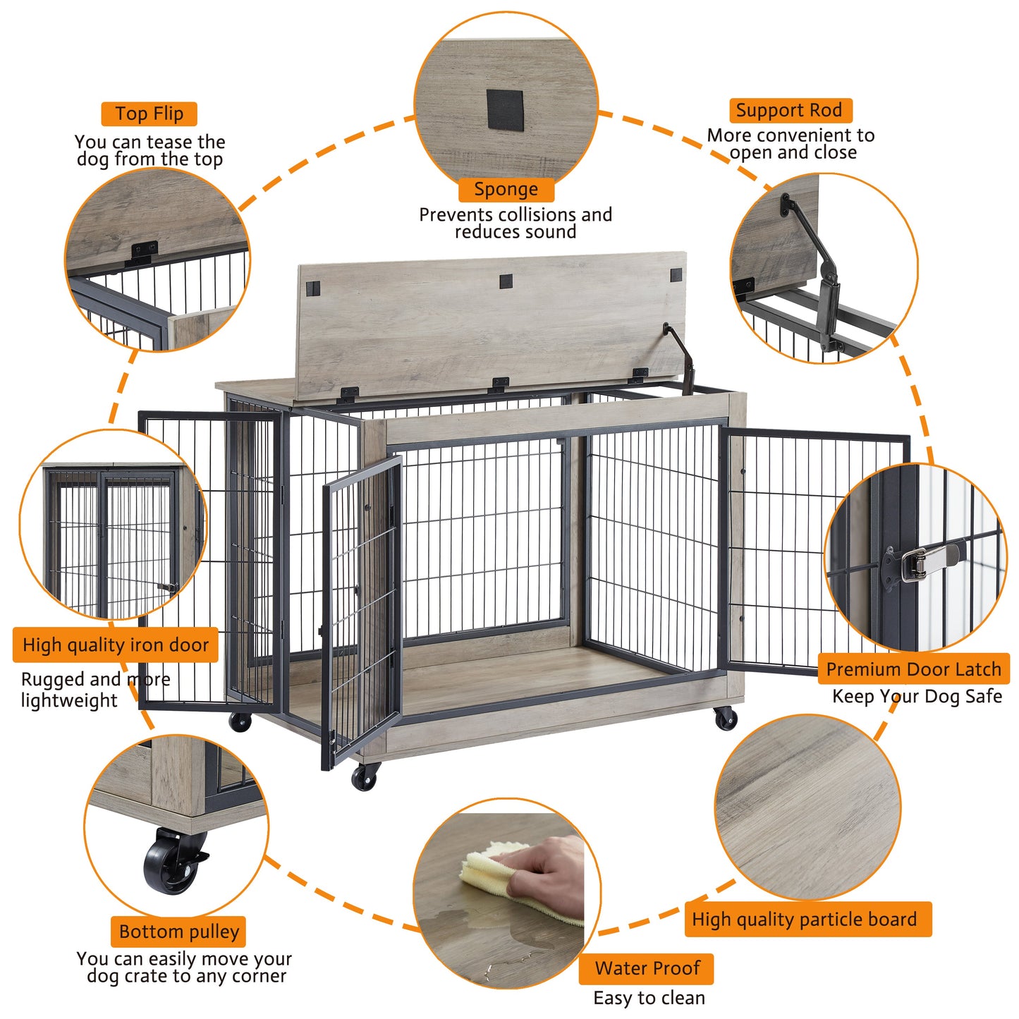 Table d'appoint pour chien de style mobilier sur roues