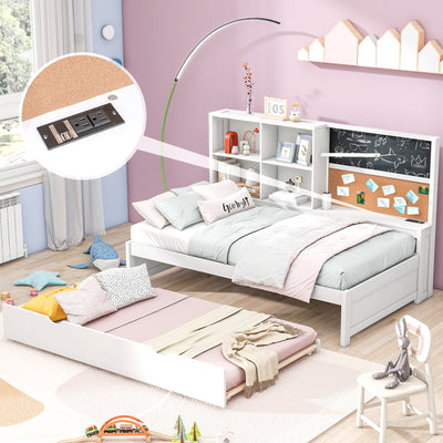 Elegant Twin Size Daybed with Storage and Trundle - White